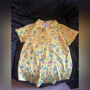Disney Vibrant Neon Yellow Summer Toy Story Print Buttoned Lightweight Shirt